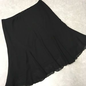 Constance Marie Semi-Sheer Black Crepe Chiffon Swingy Trumpet Skirt
